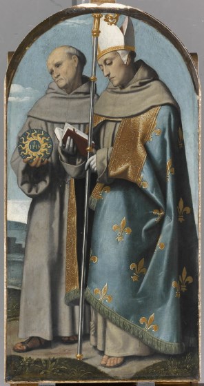 시에나의 성 베르나르디노와 툴루즈의 성 루도비코_by Moretto da Brescia_in the Louvre Museum of Paris_France.jpg
